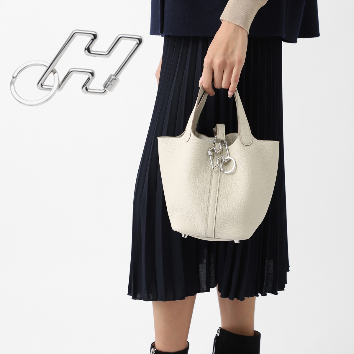 HERMES エルメス キーリング/バッグチャームシルバー/H TOO SPEED KEY